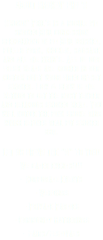 ABOUT SMOKIN' PHIL'S Smokin' Phil's is a mobile pit smoked BBQ concession specializing in pit BBQ brisket, pulled pork, chicken, sausage and all the fixin's. All of our fresh meats are cooked in our custom built wood fired offset smoker. Low & slow is the method to get the most tender and delicious smoked meat. You will notice the pink smoke ring which defines real pit smoked bbq. LET US BRING THE "Q" TO YOU! We cater events!!!! - Corporate Events - Weddings - Private Parties - Community Gatherings - Fairs/Festivals